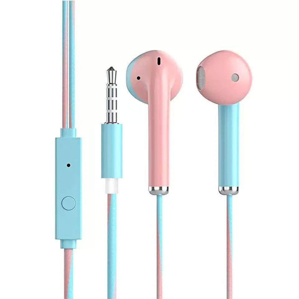 Heads phone U24 two-color headphones Macaron color contrast headphones K-song wire control headphones with microphone earplugs