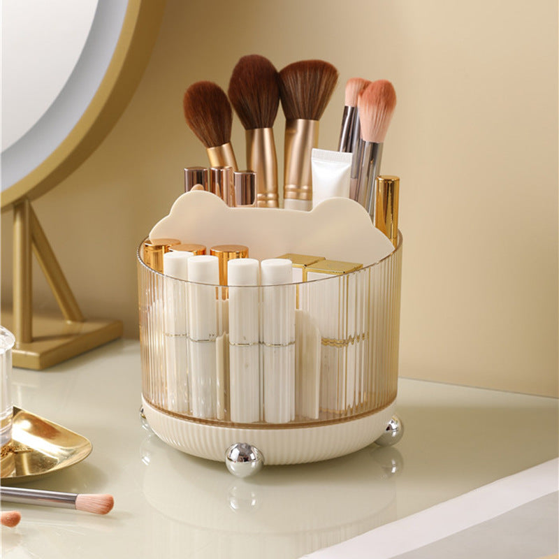 Desktop Rotating Cosmetic Brush Storage Container Cosmetic Storage Box Storage Rack Dressing Table Pen Container Storage Integrated Cabinet