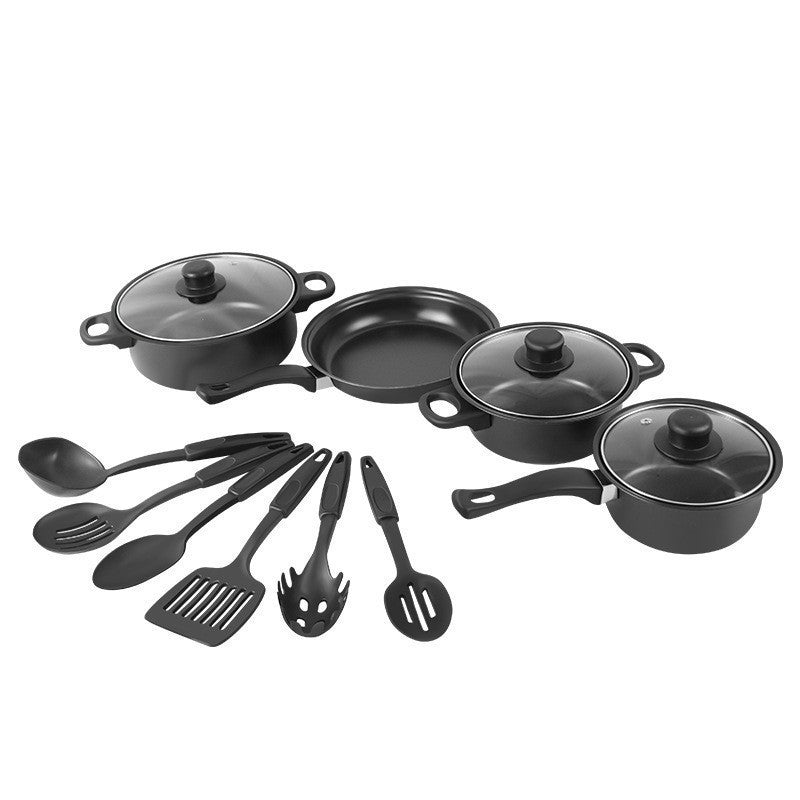 Hot Foreign Trade 13-piece Set of Cookware Cross-border Gift Cookware Shovel Non-stick Soup Pot Milk Pan Frying Pan suit Cookware