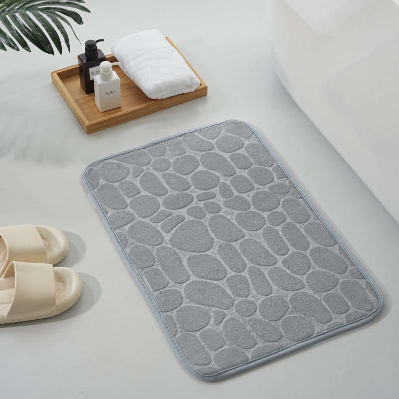 Straight Hair Coral Fleece Mat Pebbles Absorbent Door Mat Hot Selling Bathroom Embossed Foot Mat in stock