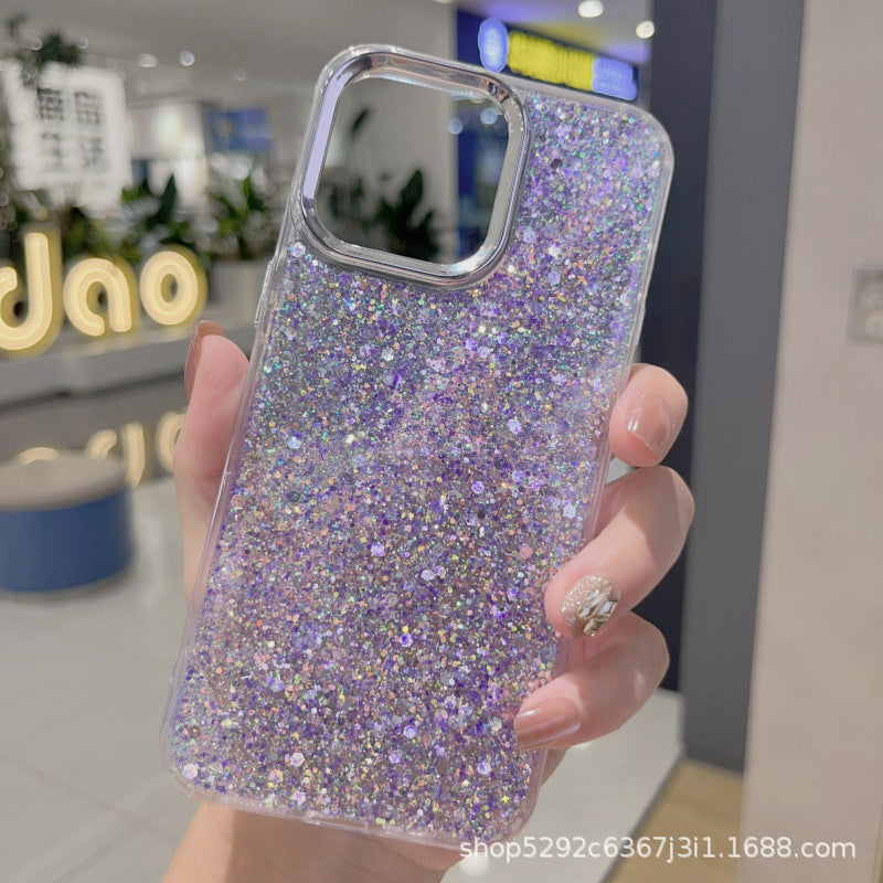 Diamond Shell Glitter Case Suitable for iPhone 15 Electroplated Lens Frame Phone Case with Resin for Immediate Wealth New Year Edition