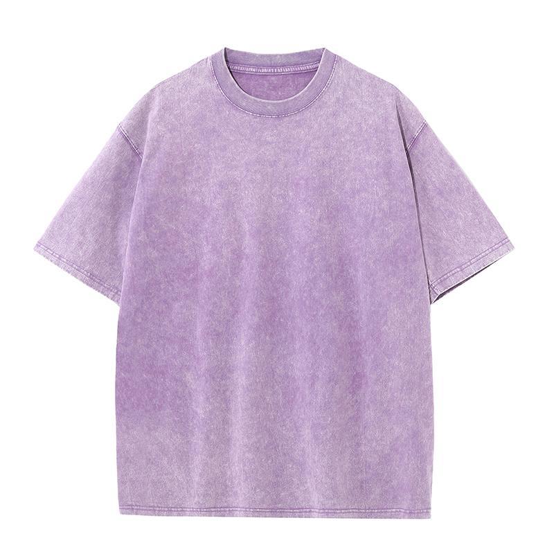 Oversizes Men's and Women's Pure Cotton American Retro Washed T-Shirts Short-Sleeved Loose Tops European Size