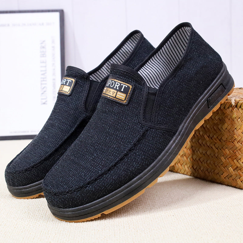 Spring old Beijing cloth shoes breathable canvas shoes men's slip-on non-slip wear-resistant work shoes tendon sole casual shoes