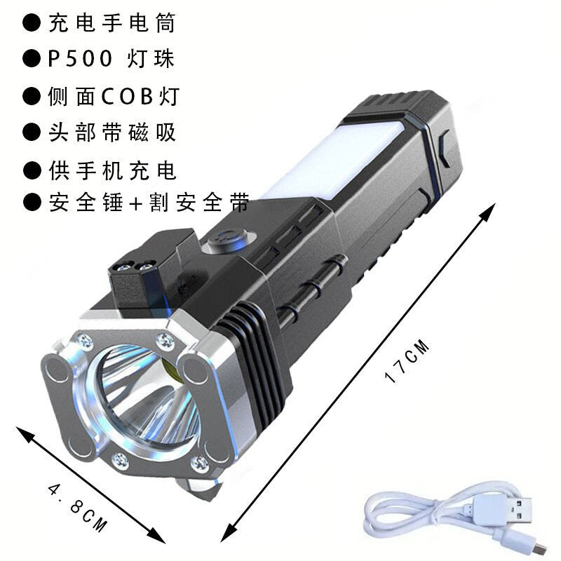 Quad-core flashlight bright LED charging 100,000 lumens burst bright high-power outdoor multi-function lighting long-range light