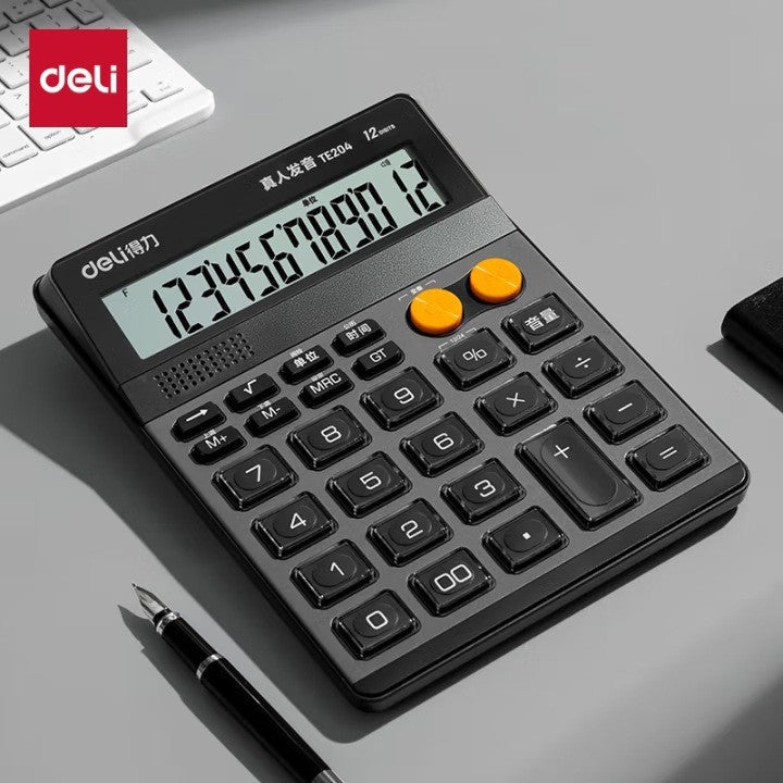 Powerful Calculator with Voice Pronunciation, Dual Power Supply, Large Size, for Financial Accounting, Store, Office Calculation Machine