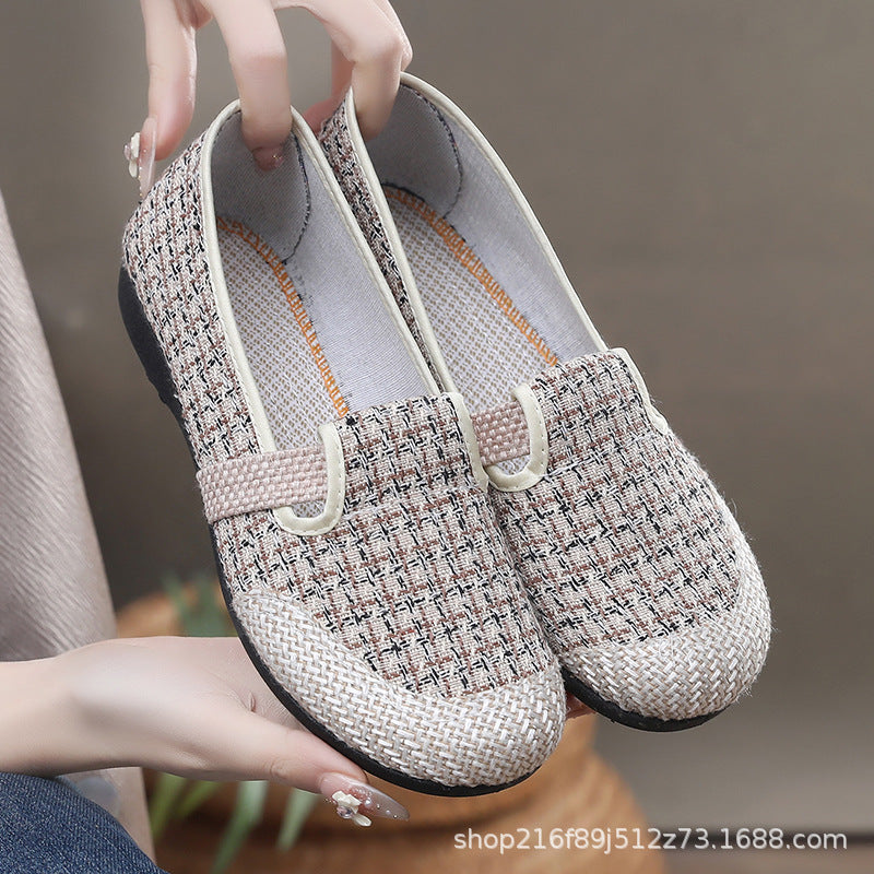 Beijing cloth shoes retro Chinese style slip-on women's shoes spring and autumn ethnic breathable flat shoes mother work shoes