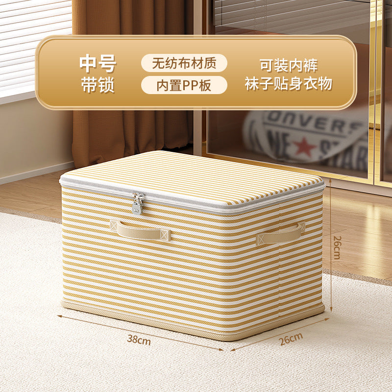 Clothes with Lock Fabric Finishing Box Household Super Large Capacity Foldable Clothes Wardrobe Toy Storage Basket Storage Box