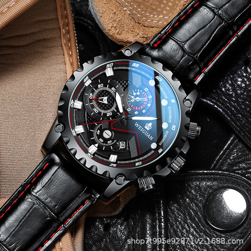 New Black Warrior Watch for Men, Fully Automatic, Non-Mechanical, Genuine, Waterproof, Luminous, Calendar,