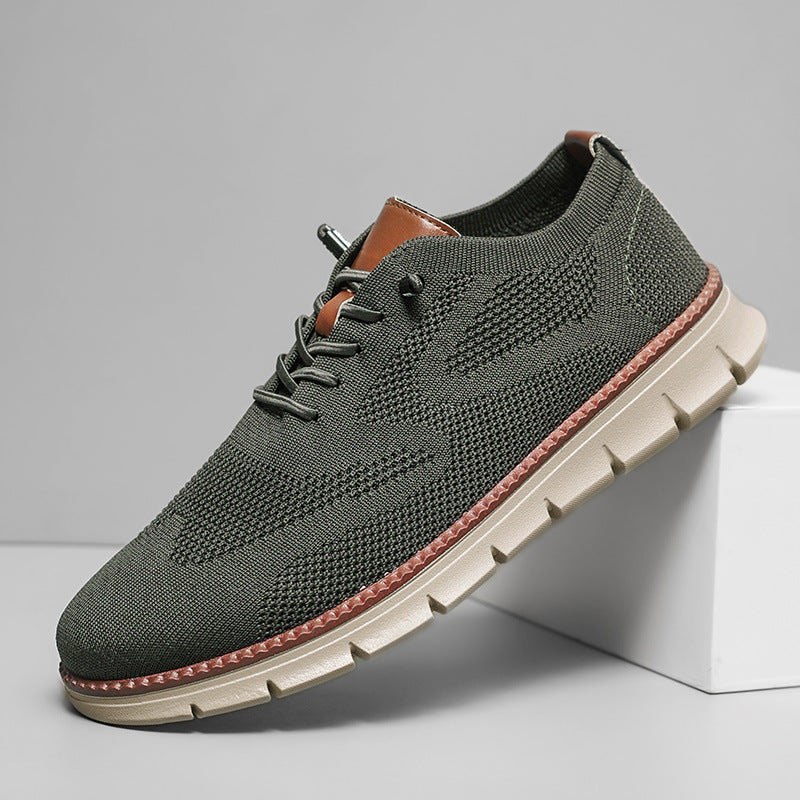 2025 British style men's shoes summer breathable sneaker fly woven mesh shoes men's