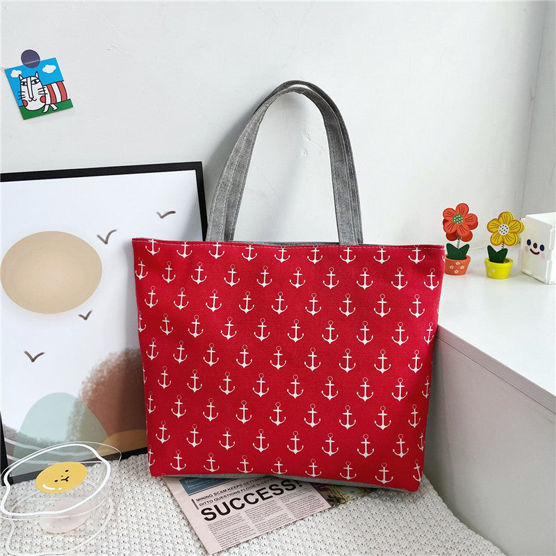 New Canvas Bag Large Capacity Shoulder Bag Women's Bag Printed Handbag Korean Style Tote Bag Literary Canvas Bag