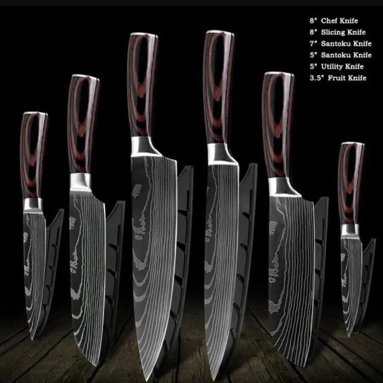 Laser Pattern Western-style Chef Knife Kitchen Knife Sande Knife Damascus Pattern Chef Knife Kitchen Knife suit