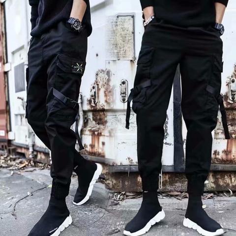 Men's Summer Thin Cargo Pants, Large Size, Cropped Sports Pants, Korean Style, Trendy Loose Jogger Casual Long Pants