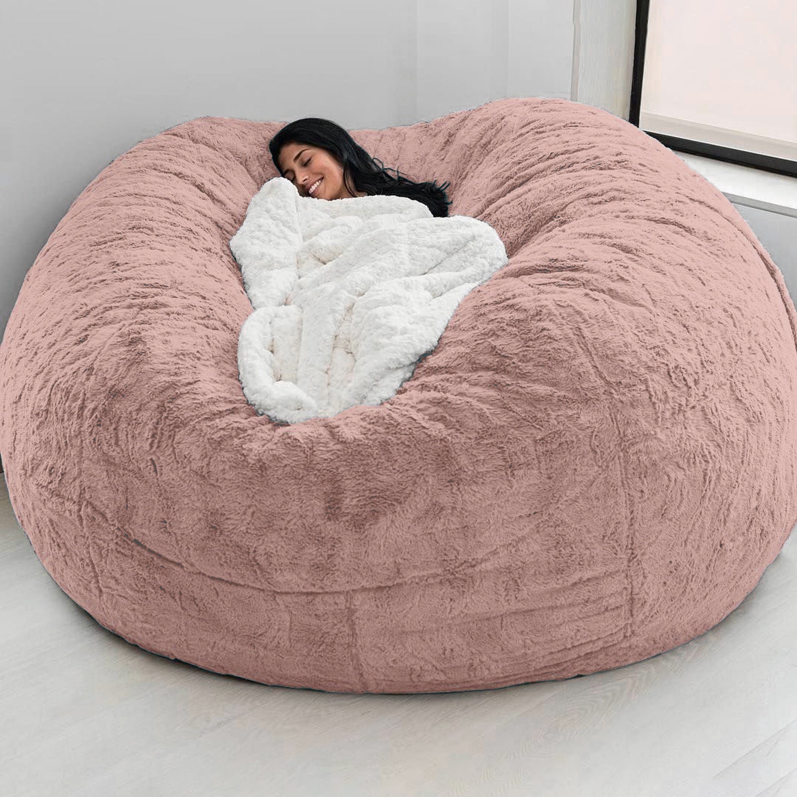 Amazon Lazy Sofa Sponge Bed Bean Bag Double Three-Person Bedroom Plush Bean Rice Fabric Recliner Jacket