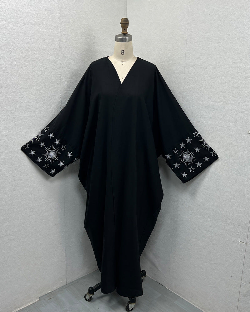 F427 Foreign Trade Cross-Border Dubai Arab Women's Embroidered Robe Fashionable Outerwear Abaya Robe in Stock