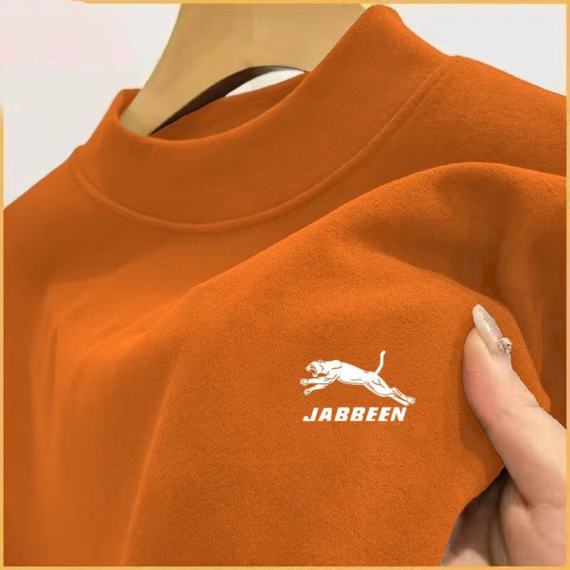 Autumn and Winter German Velvet Men's Long-Sleeved T-Shirt Warm Trendyy Versatile Half Turtleneck 1/2