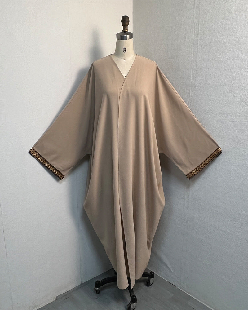 F420 Export Cross-Border E-Commerce Independent Station Arabic Bead Embroidered Lace Robe Fashionable Outer Wear Abaya Robe