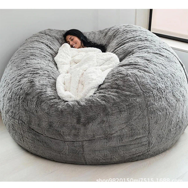 Amazon Lazy Sofa Sponge Bed Bean Bag Double Three-Person Bedroom Plush Bean Rice Fabric Recliner Jacket
