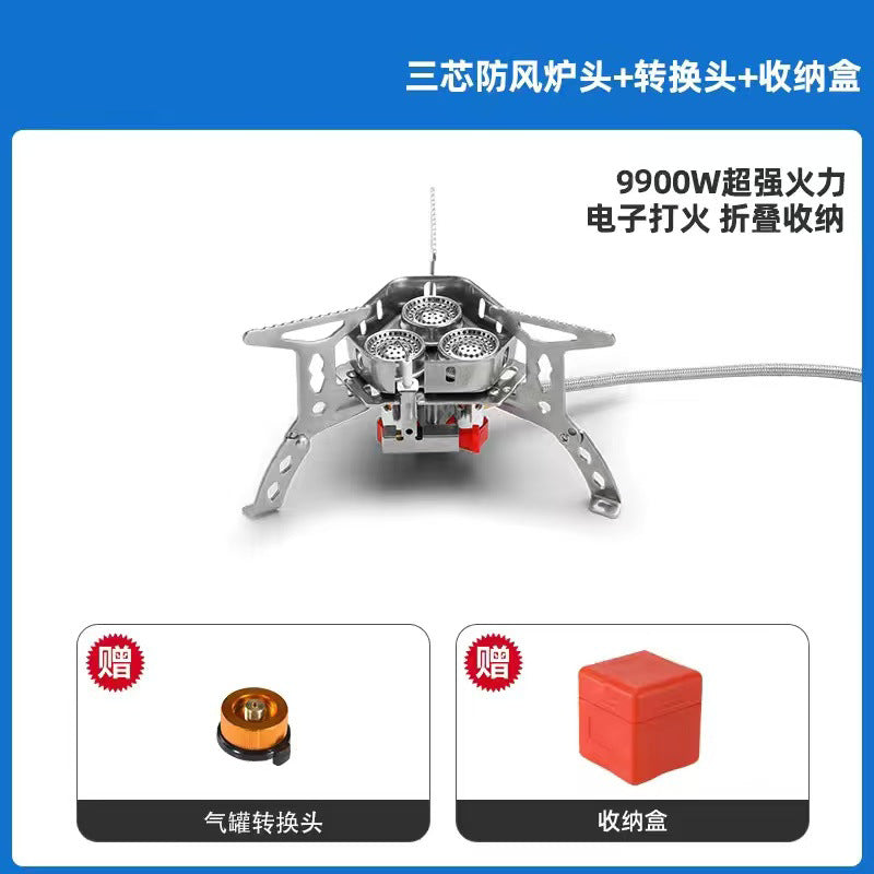 Folding Stove Camping Equipment Portable Gas Stove Mini Outdoor High Flame Windproof Suitable for High Altitudes