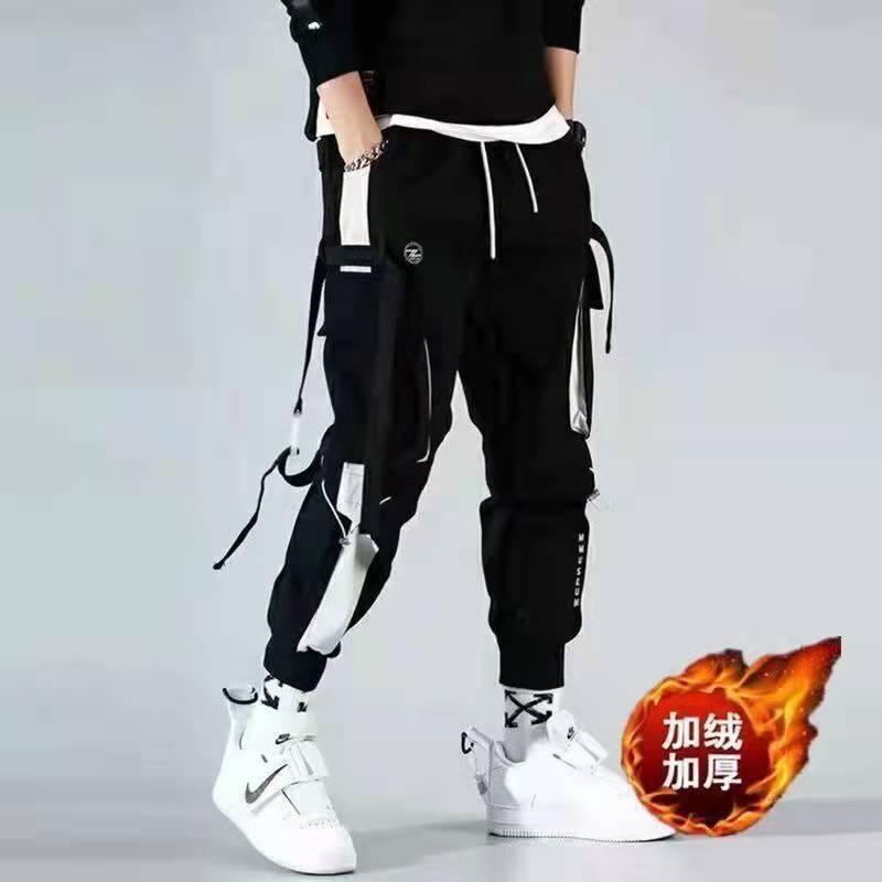 Men's Summer Thin Cargo Pants, Large Size, Cropped Sports Pants, Korean Style, Trendy Loose Jogger Casual Long Pants