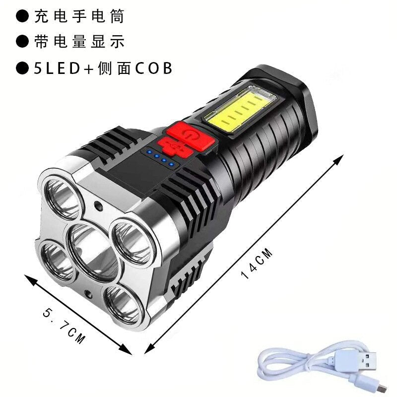 Quad-core flashlight bright LED charging 100,000 lumens burst bright high-power outdoor multi-function lighting long-range light