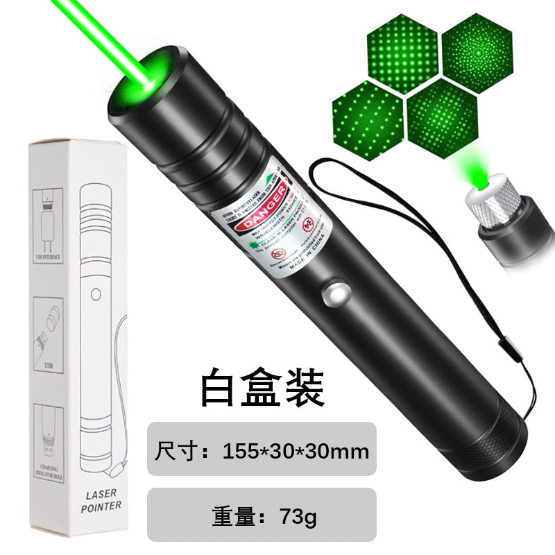 Laser light green laser high power USB direct charge star pattern laser red light green laser flashlight