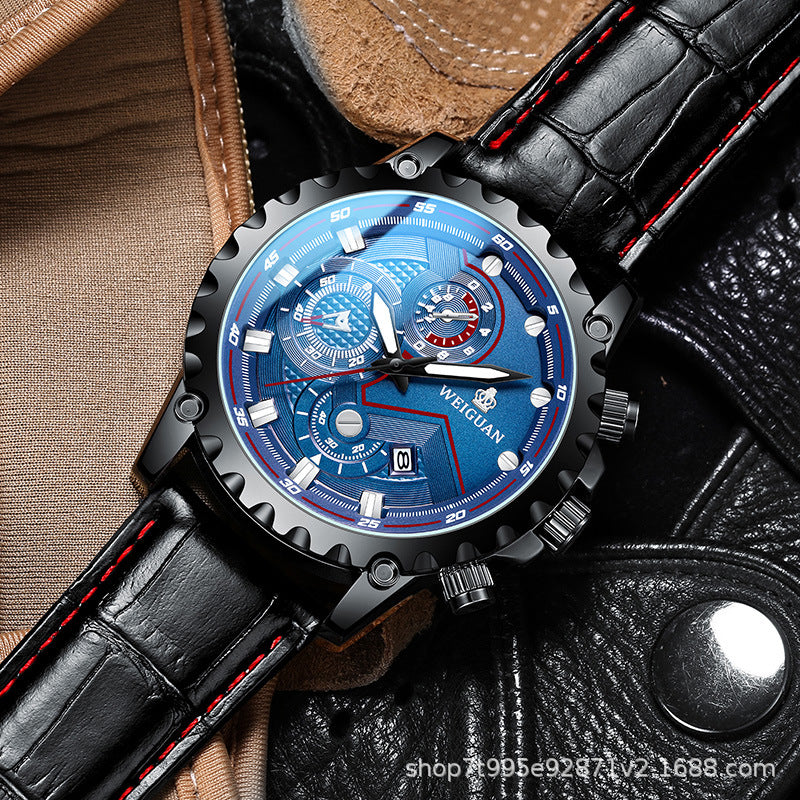 New Black Warrior Watch for Men, Fully Automatic, Non-Mechanical, Genuine, Waterproof, Luminous, Calendar,