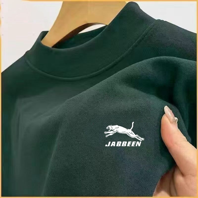 Autumn and Winter German Velvet Men's Long-Sleeved T-Shirt Warm Trendyy Versatile Half Turtleneck 1/2
