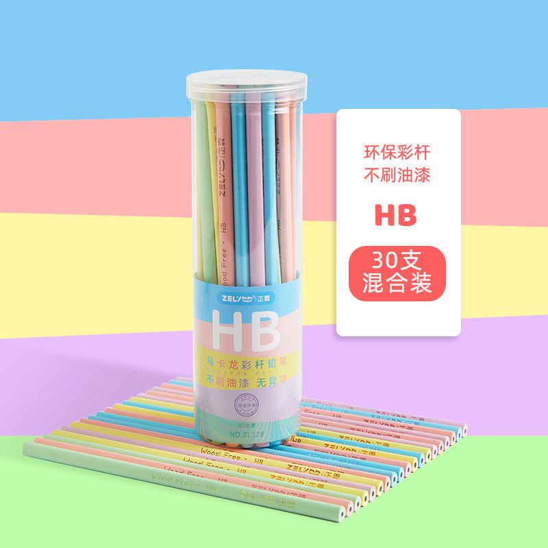 Pencil Wholesale Zhenglin Macaron Color Pole Safety Cross-Border Pencil Hb2B Triangle Pole Student Kidsren's Writing and Painting