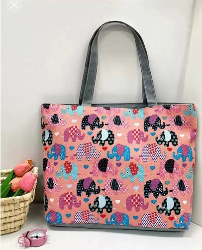 New Canvas Bag Large Capacity Shoulder Bag Women's Bag Printed Handbag Korean Style Tote Bag Literary Canvas Bag