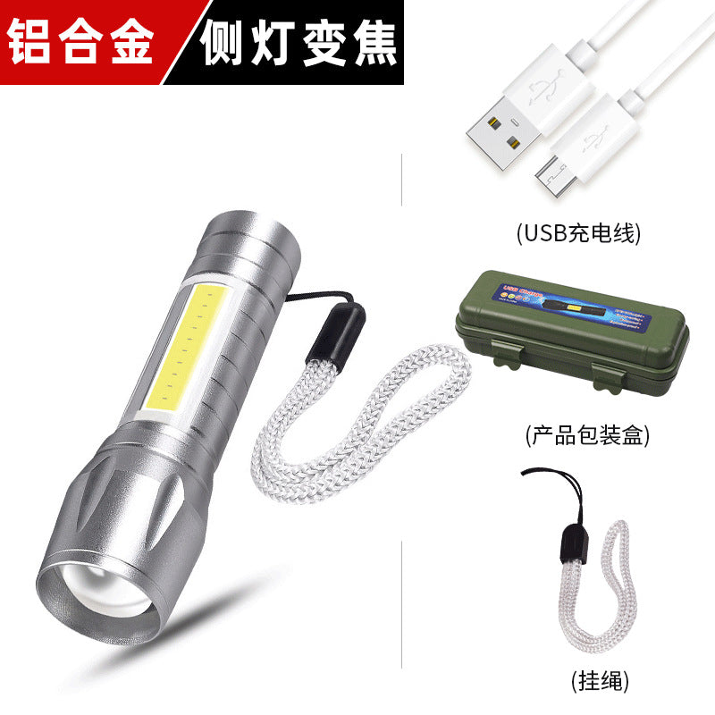 led flashlight rechargeable multi-purpose long-range portable super bright household mini portable side light