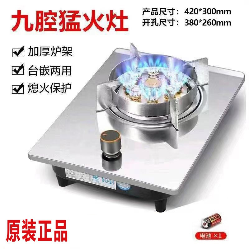 Wanjiale Life Embedded Stainless Steel Panel Nine-Cavity Fierce Fire Natural Gas Stove Flameout Protection Device Double Stove