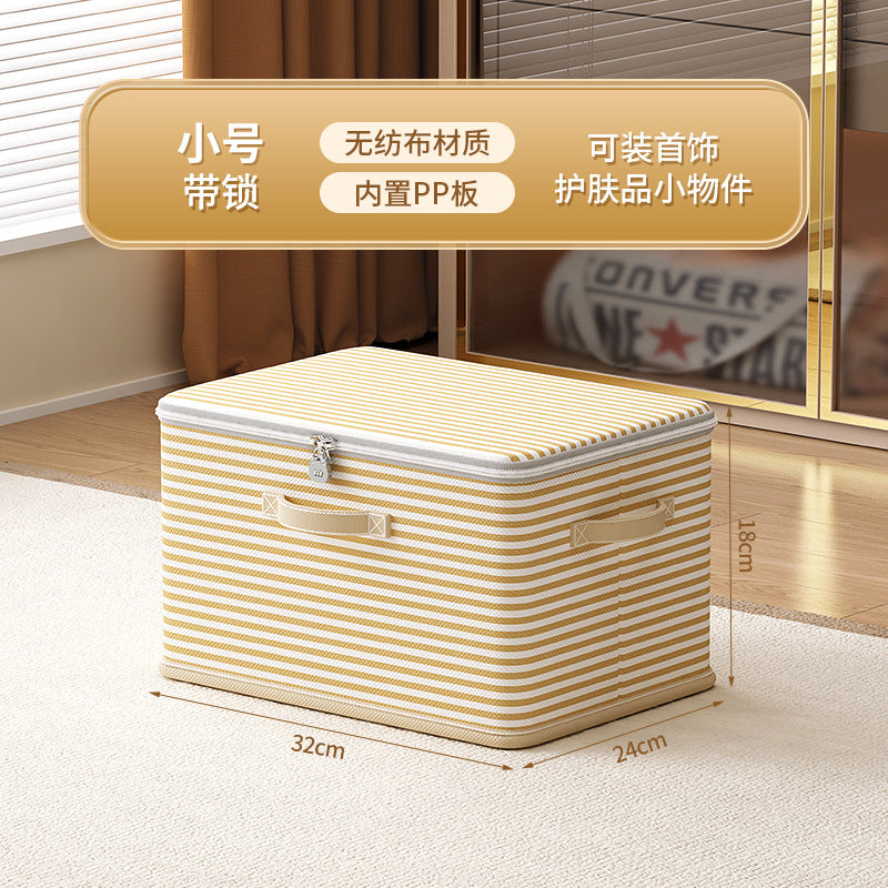 Clothes with Lock Fabric Finishing Box Household Super Large Capacity Foldable Clothes Wardrobe Toy Storage Basket Storage Box
