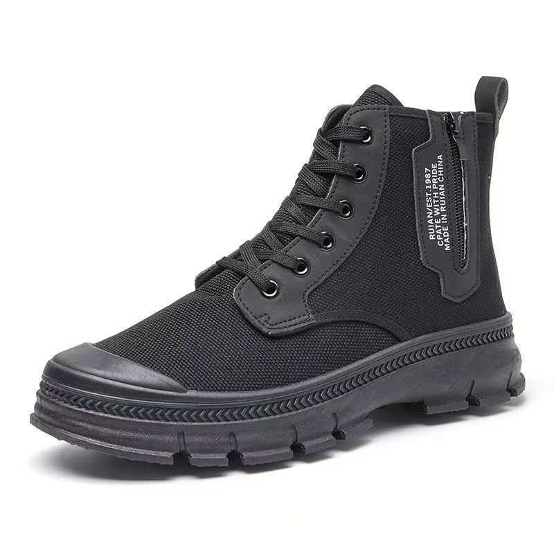 Camouflage shoes men's autumn and winter outdoor mountaineering training shoes for students military training site labor insurance men's shoes rubber shoes