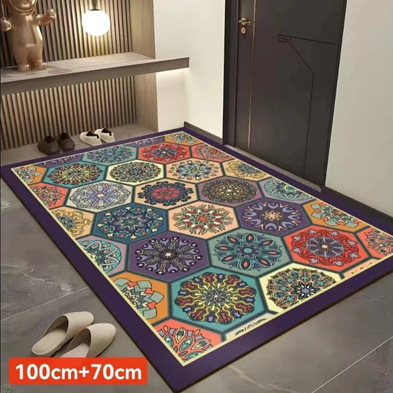 Internet Red Explosions 70cmX100cm Crystal Velvet Printed Floor Mat Entrance Door Mat Kitchen Bathroom Door Mat