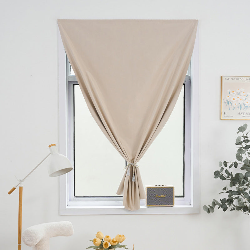 Full Blackout Curtains, No-Drill Magic Tape, Rental House Partition Curtain, Bedroom Bay Window Self-Adhesive Small Window Blocking Short Curtain