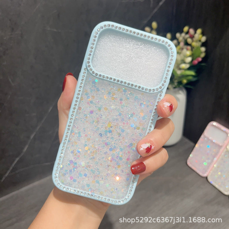Diamond Shell Glitter Case Suitable for iPhone 15 Electroplated Lens Frame Phone Case with Resin for Immediate Wealth New Year Edition