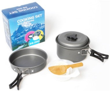 Factory wholesale DS200 set of pots for 1-2 people outdoor camping oxidized aluminum picnic Pot cookware combination