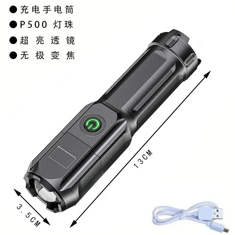 Quad-core flashlight bright LED charging 100,000 lumens burst bright high-power outdoor multi-function lighting long-range light