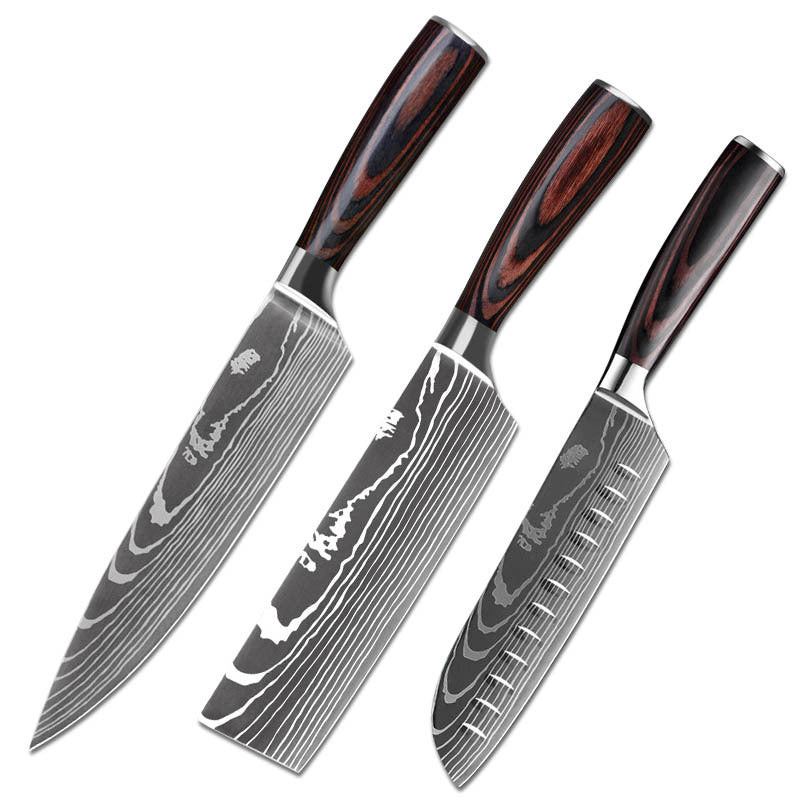 Laser Pattern Western-style Chef Knife Kitchen Knife Sande Knife Damascus Pattern Chef Knife Kitchen Knife suit