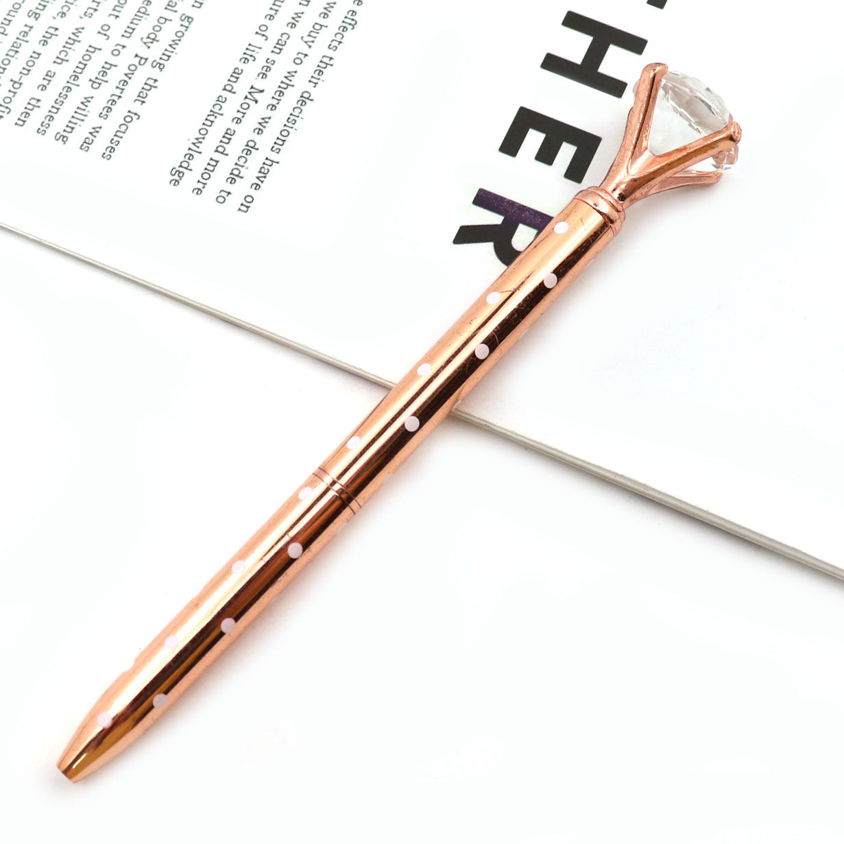 Student Creative Crystal Diamond ballpoint pen advertising pen carved LOGO cross-border large diamond pen metal ballpoint pen