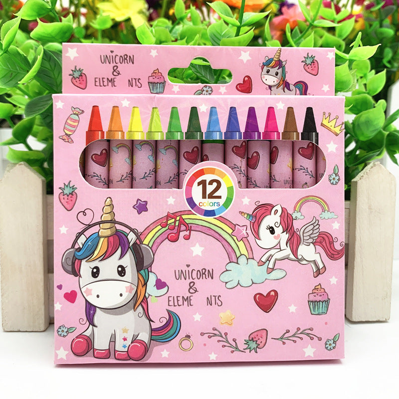 Primary school stationery crayon 12 color set cartoon kindergarten gift painting oil painting stick children small prize gift