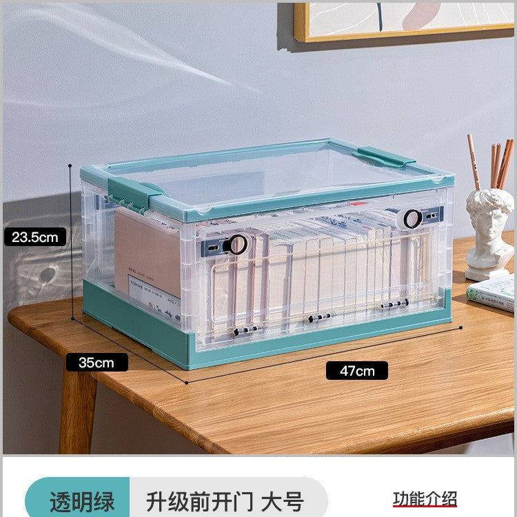 Large Plastic Folding Storage Box with Lid for Books Books Transparent Toy Pulley Tidy Box Book Box Storage Box