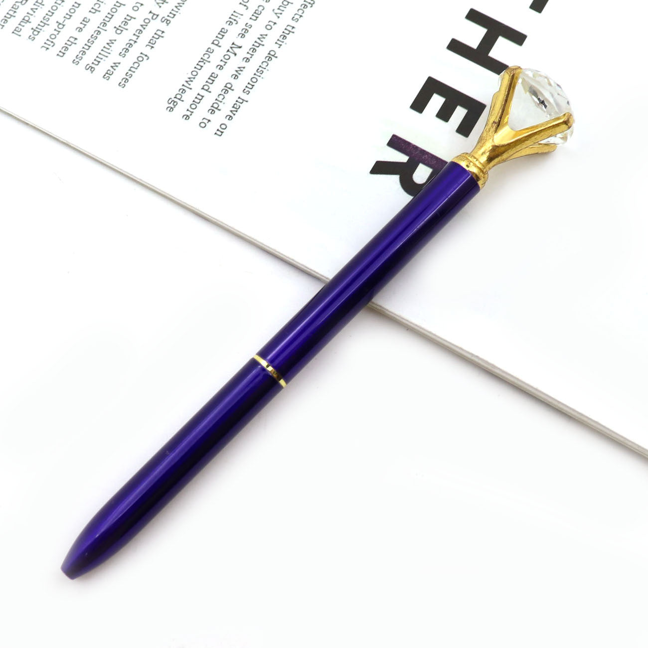 Student Creative Crystal Diamond ballpoint pen advertising pen carved LOGO cross-border large diamond pen metal ballpoint pen