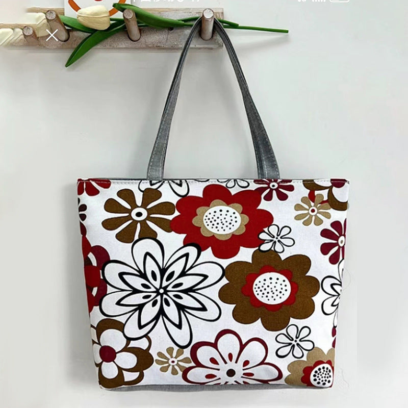 New Canvas Bag Large Capacity Shoulder Bag Women's Bag Printed Handbag Korean Style Tote Bag Literary Canvas Bag