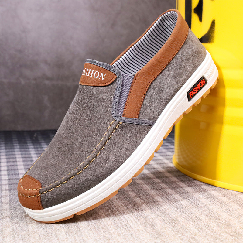 Spring old Beijing cloth shoes breathable canvas shoes men's slip-on non-slip wear-resistant work shoes tendon sole casual shoes