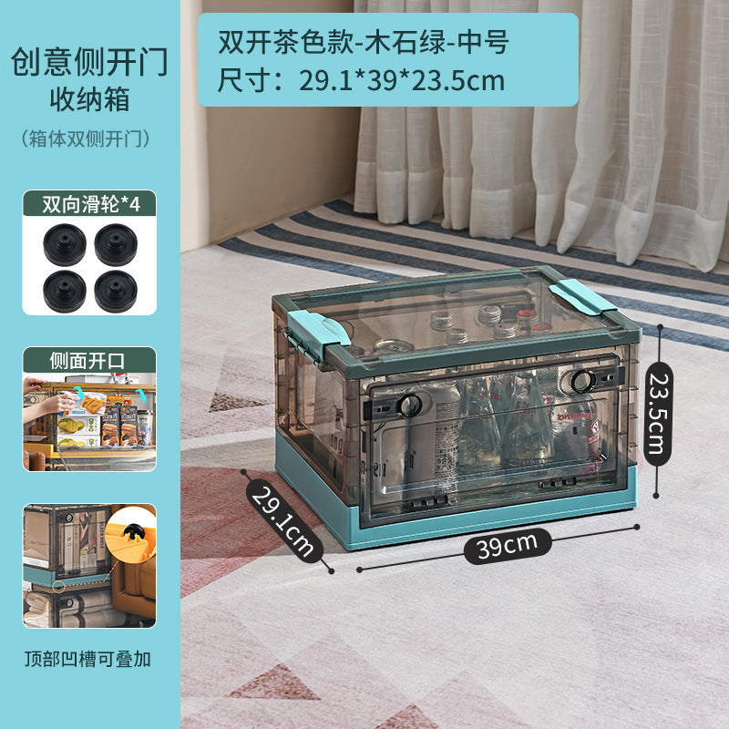 Large Plastic Folding Storage Box with Lid for Books Books Transparent Toy Pulley Tidy Box Book Box Storage Box