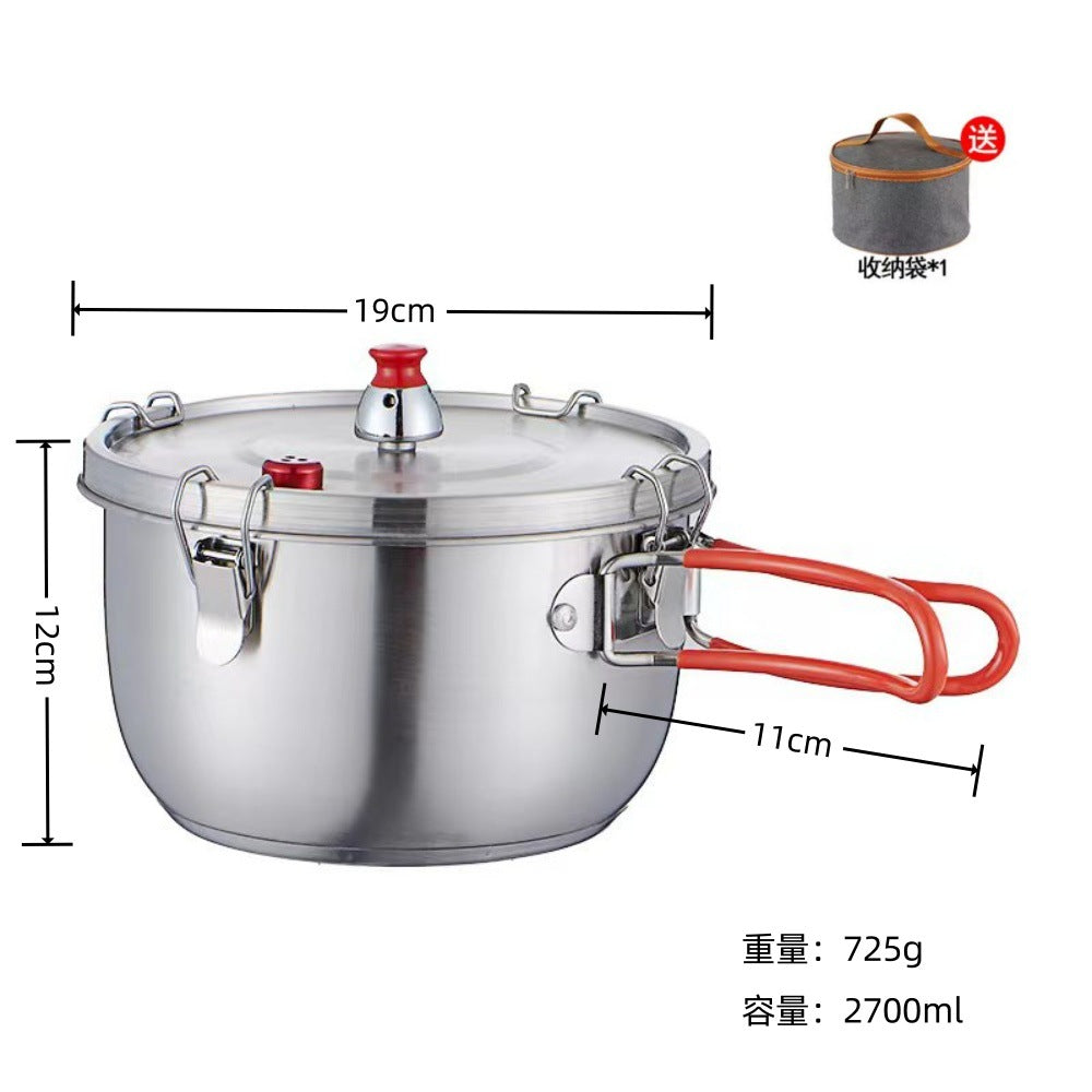 Outdoor 304 Stainless Steel Folding Cookware Set Camping Picnic Frying and Cooking All-In-One Outdoor Pot Portable Hiking Supplies