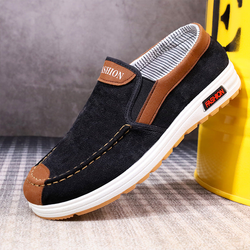 Spring old Beijing cloth shoes breathable canvas shoes men's slip-on non-slip wear-resistant work shoes tendon sole casual shoes