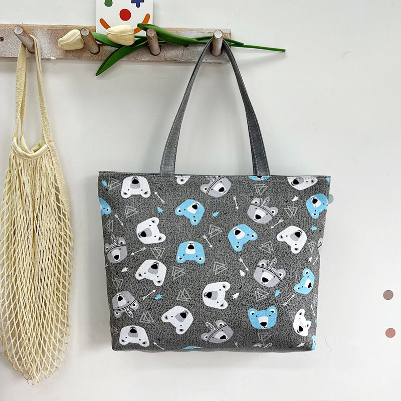 New Canvas Bag Large Capacity Shoulder Bag Women's Bag Printed Handbag Korean Style Tote Bag Literary Canvas Bag