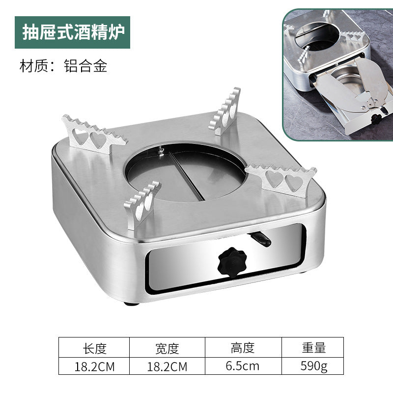 Stainless Steel Pot Dry Pot Seafood Wok Hotel Commercial Alcohol Stove Thickened Honeycomb Small Hot Pot Flat Bottom Bar Ding